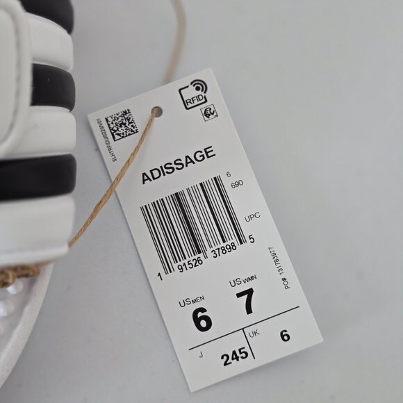 adidas Adissage Slides Sandals Size 6 White Black Unisex NEW - Picture 3 of 6